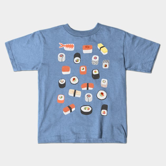 Sushi Roll Maki Nigiri Japanese Food Art Kids T-Shirt by NicSquirrell